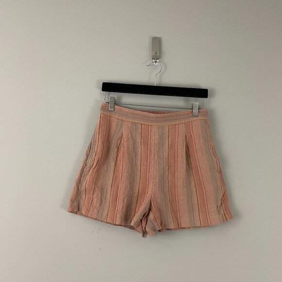Madewell Clean Pull-On Shorts in Herringbone Stripe Ground Clay Size Small - Picture 1 of 5